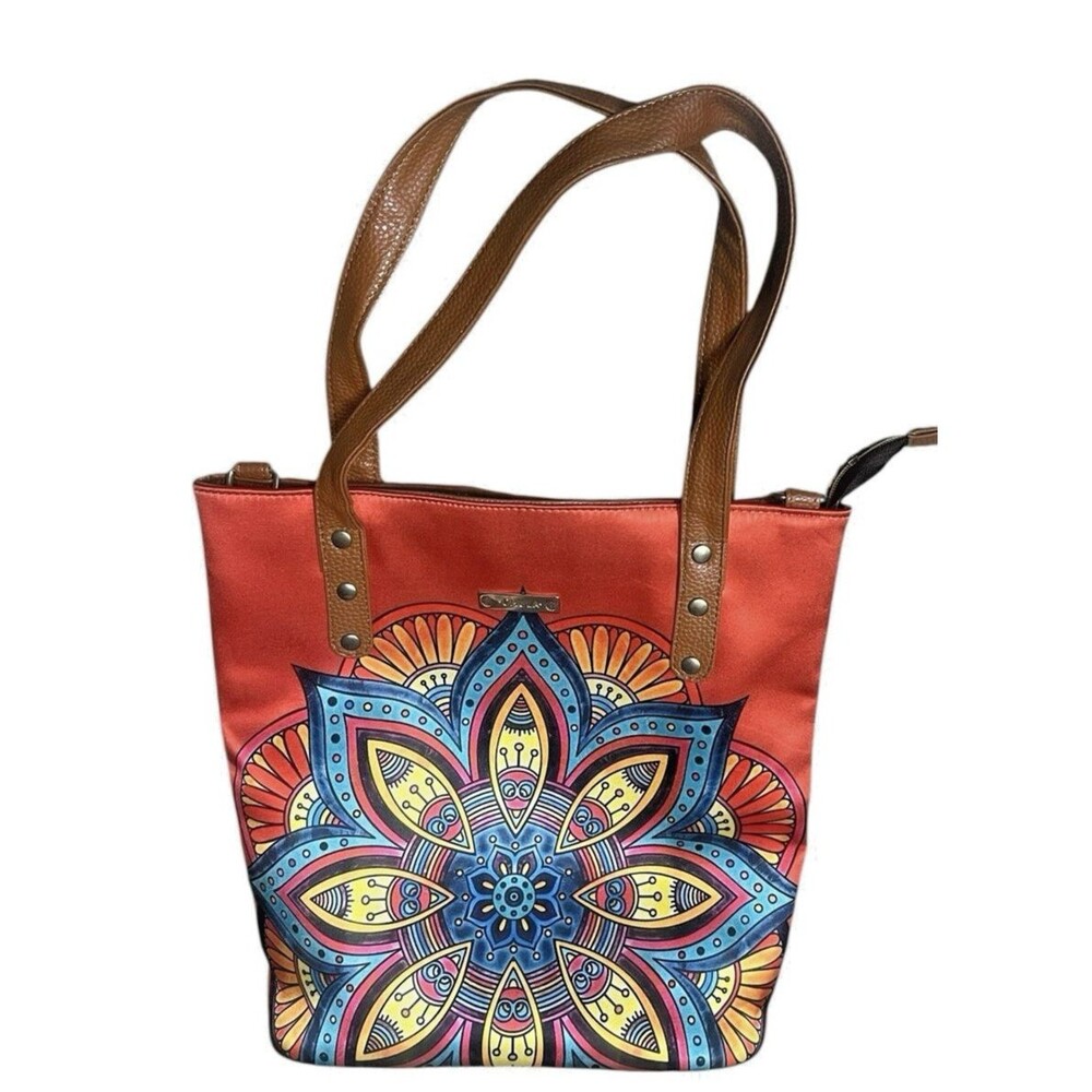 CHULA  BAG PURSE TOTE   BOHO STYLE  RED BULE YELLOW ORANGE ~ 13" x13"